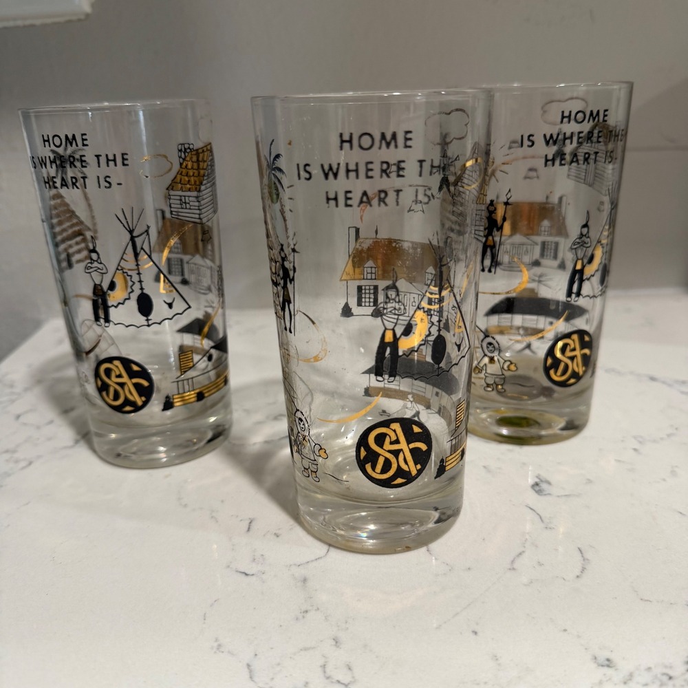 Set of 3 - Vintage - MCM Glass Tumblers